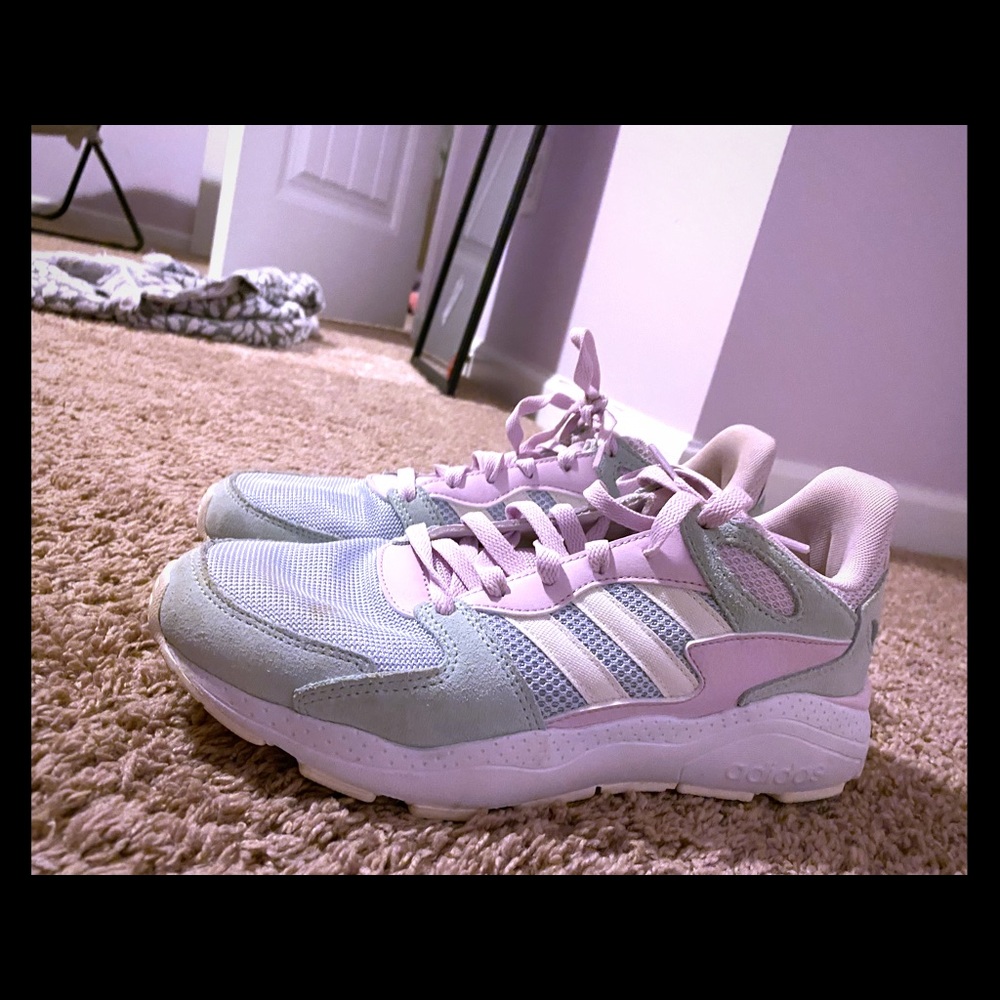 pink,blue,and green adidas (all pastel)